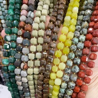 Perles Cubiques Facettées en Pierre Naturelle de 8-9mm, en Fil de 38cm, pour Fabrication de Bijoux, Ornements et Accessoires