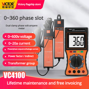 VICTOR VC4000 Volt-ampèremètre de phase à double <span class=keywords><strong>pince</strong></span> Détecteur de séquence <span class=keywords><strong>triphasé</strong></span> haute précision - Product Image 2