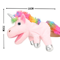 Marionnette Licorne en Peluche Courte pour l'Éducation Précoce, Jouet en Fibre de Polyester, Vente en Gros en Stock pour la Maternelle