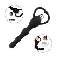 Plug anal vibrant pour hommes, perles en silicone, tige vibrante, 100% étanche IPX7, ABS+silicone respectueux de la peau, 17*5.9cm, jouets sexuels anaux