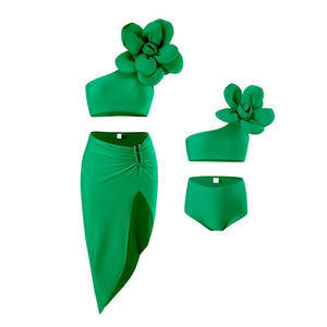 Famiglia Set vacanza 3D fiore monospalla 3 pezzo <span class=keywords><strong>Bikini</strong></span> Set Sexy costume da bagno famiglia abbinata costume da bagno per ragazze costumi da bagno per bambini - Product Image 2