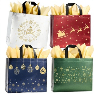 Bolsas de Compras Reutilizables de Tela No Tejida Laminada con Serigrafía Personalizada, Asas Largas, Ecológicas, Bolsas Navideñas de PP - Product Image 2