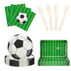 DAMAI 2025 Nuevo Estilo Decoraciones para Fiestas de Fútbol, Juego de Platos de Papel para Fiesta de Cumpleaños, Incluye Plato, Vaso y Servilleta de Papel para Fiesta Deportiva de Niños - Product Image 4