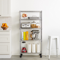 Support en fil métallique robuste durable de 250kg stocké avec étagère de cuisine en acier inoxydable 201 à 4 niveaux approuvée par la NSF