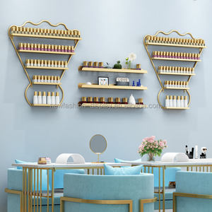 K <b>Nail</b> Polish <b>Wall</b> Organizer Gold Metal Cosmetic <b>Nail</b> Polish Stand Display Rack Set <b>Wall</b> Mounted <b>Nail</b> Polish Rack - Product Image 3