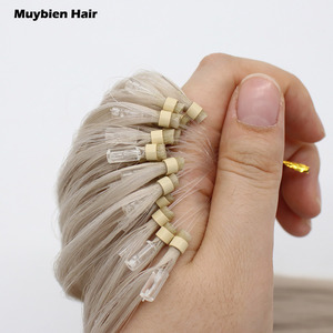Extensions de <span class=keywords><strong>cheveux</strong></span> humains blond perle à micro-anneaux, <span class=keywords><strong>cheveux</strong></span> chinois vierges non traités, outil de pose Nano Ring - Product Image 4