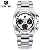 Montre à quartz pour homme BENYAR 5204, élégante, lumineuse, étanche, bracelet en acier, calendrier, montres de business pour homme, Reloj Hombre