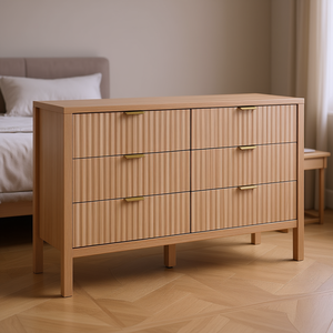 Cómoda Moderna Minimalista de 6 Cajones, Madera de Roble Macizo, Organizador de Almacenamiento para Dormitorio, 45-50 Pulgadas, Independiente - Product Image 2