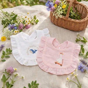Bavoirs pour bébé en coton mousseline doux pour la peau, à volants, imperméables, réutilisables et lavables pour l'alimentation quotidienne et la dentition - Product Image 5