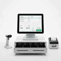Terminal de point de vente intelligent à écran tactile unique blanc de 15/15,6 pouces avec affichage client, compatible Android et Windows