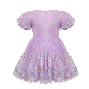Abito da Festa Elegante Personalizzabile con Paillettes Lavanda, Maniche a Sbuffo in Tulle, Vestito da Principessa da Sogno per Occasioni Formali - Product Image 3