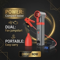 Ventilateur turbo portable et démarreur de secours 2-en-1 avec pompe à air manuelle et affichage numérique pour le sauvetage automobile