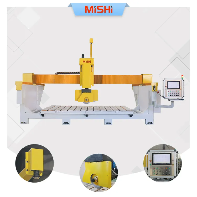 MISHI Harga pabrikan 5 sumbu mesin gergaji jembatan batu CNC mesin pemotong marmer untuk meja granit dapur batu kuarsa