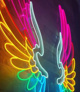 שלט ניאון בהתאמה אישית עם לוגו כנפי מלאך, שלטי לד ניאון לקישוט קיר לחדר בנות, למסיבה, מתנה לחתונה, משלוח מהיר של iPixel - Product Image 4