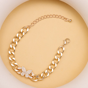 Conjunto de pulsera y tobillera con dijes de mariposa, diseño geométrico con engaste de garra de aleación de zinc, joyería de fiesta para mujer - Product Image 3