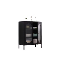 Buffet nordique en acier rangements placard buffets 2 portes en verre style américain jouets vin vitrine métal avec pied en métal
