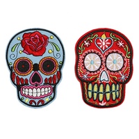 Patchs en denim à broder personnalisés, à repasser, logo de crâne, badge, personnage squelette, patch caractéristique pour les vêtements de pilote de course