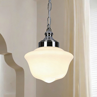 Lampe suspendue vintage en verre laiteux, style rétro chromé, pour îlot de cuisine, salle à manger, salon, chambre à coucher