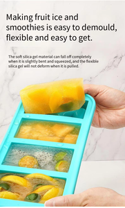 Molde para Cubitos de Hielo, Herramientas para <span class=keywords><strong>Congelador</strong></span>, Bandeja para Hacer Helados con Tapa, Nueva Bandeja Reutilizable Cuadrada de Silicona de Grado Alimenticio - Product Image 2