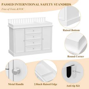 <span class=keywords><strong>Commode</strong></span> pour bébé blanche, 4 tiroirs, 2 armoires, grande station de change pour bébé <span class=keywords><strong>avec</strong></span> plateau de change <span class=keywords><strong>amovible</strong></span> - Product Image 3