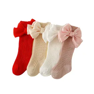 Children Knit Cute Bowknot Socks Infant Spring Cotton Socks Baby Girl Solid Color Casual Socks