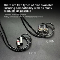 CCA JT2 câble TYPE C noir écouteur détachable fil de musique intra-auriculaire Android 2 broches 0.75 0.78 DAC