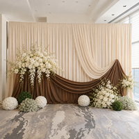 Rideaux de fond de scène de mariage en soie laiteuse champagne, draperies de luxe ondulées pour la décoration de scène de mariage et d'événements