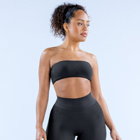 Damen Bandeau Sport-BH Trägerlos mit Rückenverzierung Drahtloser Dehnbarer Yoga-Top Sexy Rückenfreier Fitness-Aktivbekleidung