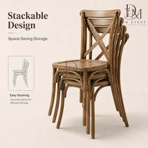 Rustic Brown Wood Grain PP <b>Cross</b> Back <b>Chair</b> for Garden Wedding and Restaurant Events, Wholesale Commercial Seating - Product Image 5