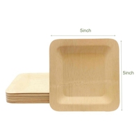 Assiettes jetables en bambou 5 pouces, écologiques, biodégradables, en bois, compostables, pour fêtes, mariages, traiteur, vaisselle en gros