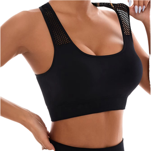 Sujetador deportivo de yoga y fitness de alta calidad para mujer, con logo frontal, de alto soporte, transpirable, de dos tirantes, para adultos. - Product Image 1