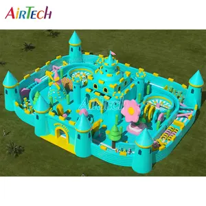 Unique castle inflatable park large bounce house inflatable world theme park inflatable playground with big flower windmill