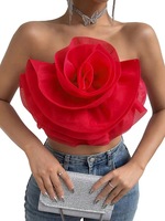 Organza 3d Fleur Applique Organza Grand Écusson Floral Rose pour Robe de Mariée, Robe de Mariée et Décoration de Vêtements DIY