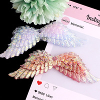 Nouvel Arrivage Perles en Résine Lumineuses à Paillettes Fines Bicolores Grandes Ailes avec Trou pour Coques de Téléphone DIY, Bagages et Accessoires de Bijoux
