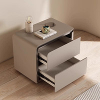 Table de chevet moderne beige avec deux tiroirs, meuble de rangement pour chambre à coucher, décoration intérieure, organisateur à coins arrondis