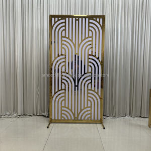 SMOOTH Party Decoration Gold Stainless Steel <b>Backdrop</b> <b>Stand</b> Laser-Cut Pattern With PVC White Plate Wedding Stage Decoration - Product Image 4