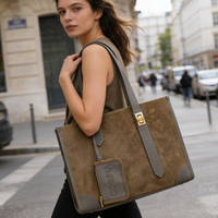 Wildleder-Textur PU-Leder Shopper Große Kapazität Schultertasche für Arbeit Täglichen Gebrauch Einzelhandel Großhandel