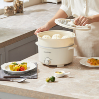 Casserole électrique multifonctionnelle avec cuiseur vapeur et hotpot électrique domestique, poêle électrique portable antiadhésive