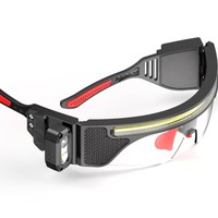 Nouveaux phares LED à induction transfrontaliers, rechargeables par USB, étanches IP44, noirs/jaunes, avec lunettes de travail, intensité réglable, lumière chaude 3500K