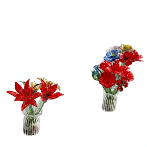Figurines de fleurs en verre soufflé à la main, mini ornement décoratif, sculpture, cadeau, décoration de bureau, Feng Shui, Pâques, Halloween - Product Image 1