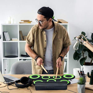 Kit de Bateria Eletrônica de Percussão Brinquedo Presente Instrumento Musical Digital com Bateria - Product Image 1