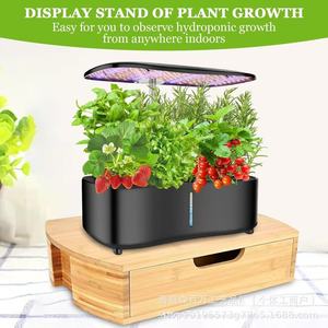 Soporte de bambú para plantas hidropónicas con cajón de almacenamiento para sistema de jardín interior - Product Image 2