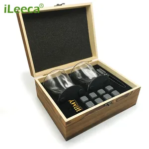 Packing indian whisky with cheap price for customize service cn oem customized ileeca brown wooden box ice cube crafts whisky stone