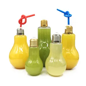 Bouteilles de jus en plastique PET en forme d'ampoule de lampe