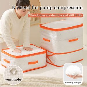 Clear Visual Design Waterproof Wardrobe Clothes Quilt Organizer <b>Bag</b> <b>Compressed</b> Storage <b>Bag</b> with Zipper - Product Image 2