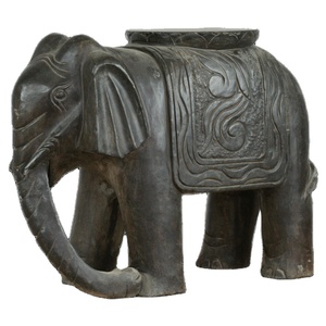 Sgabello antico asiatico cinese intagliato da giardino in pietra elefante in pietra - Product Image 1