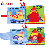 Livre en tissu Peekaboo pour bébé, jouet éducatif interactif en tissu doux, lavable, sensoriel, avec miroir, pour tout-petits et nourrissons, OEM