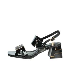Sandalias de Tacón para Mujer Laura Biagiotti 9039, Sandalias de Tacón Cuadrado con Correa en el Tobillo, de Charol Negro - Product Image 1