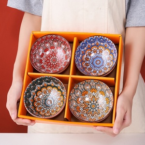 Bộ bát đĩa gốm sứ Nhật Bản phong cách Bohemian, gồm <span class=keywords><strong>4</strong></span> món, kèm hộp quà tặng, đũa, đĩa, bộ đồ ăn - Product Image 1