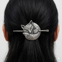 Barrette à cheveux renard Viking, Pince à cheveux animal mignon style Celtique Nordique, Épingle à cheveux vintage Cottagecore Gothique Sorcière Pagan